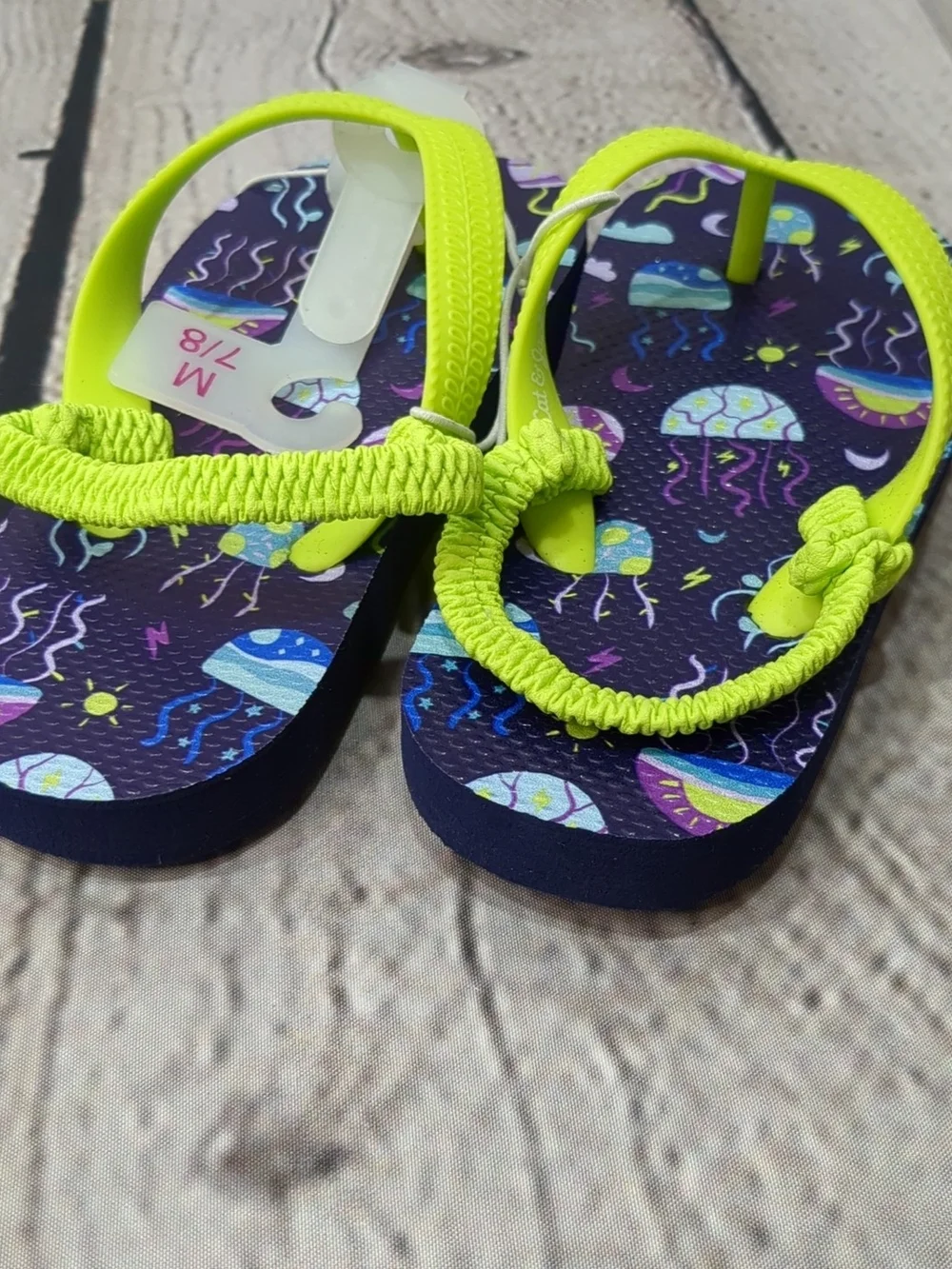 Cat & Jack Neon Yellow and Purple Jellyfish Flip-Flops
